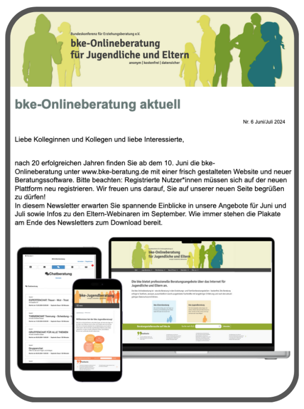 Teaserbild für den Newsletter der bke-Onlineberatung